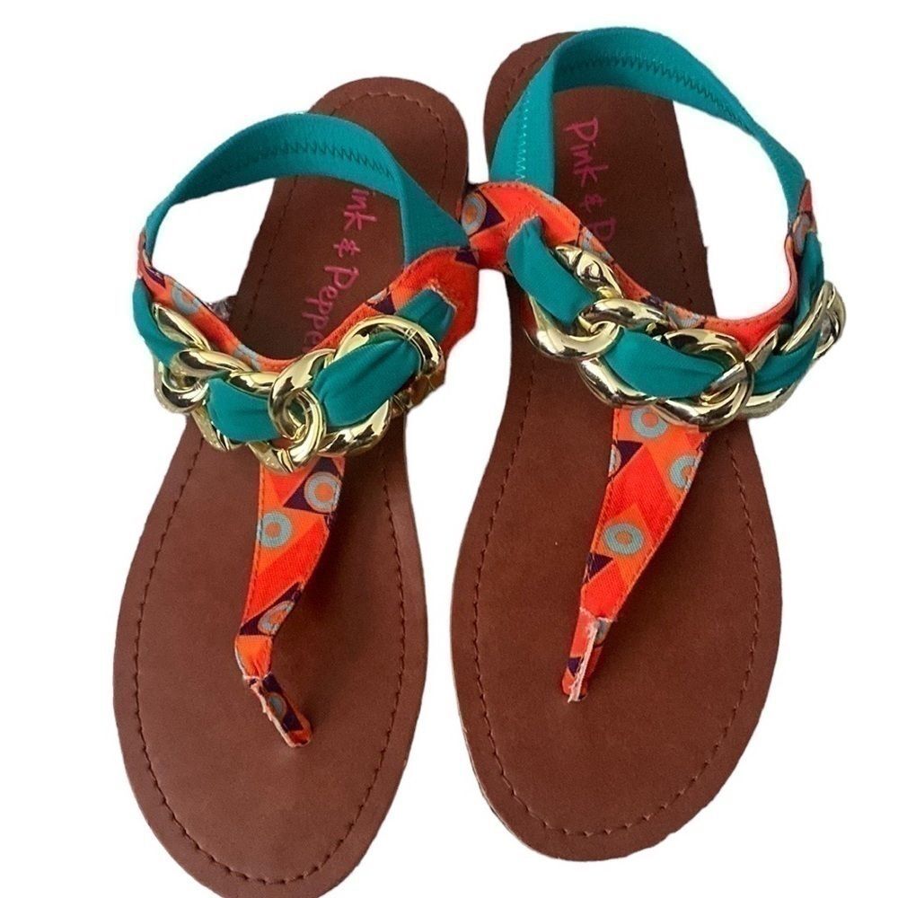Pink and pepper beautiful sandals, new without box.7.5